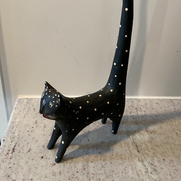 Vintage, Folk Art wooden polka dot kitty - Picture 4 of 7